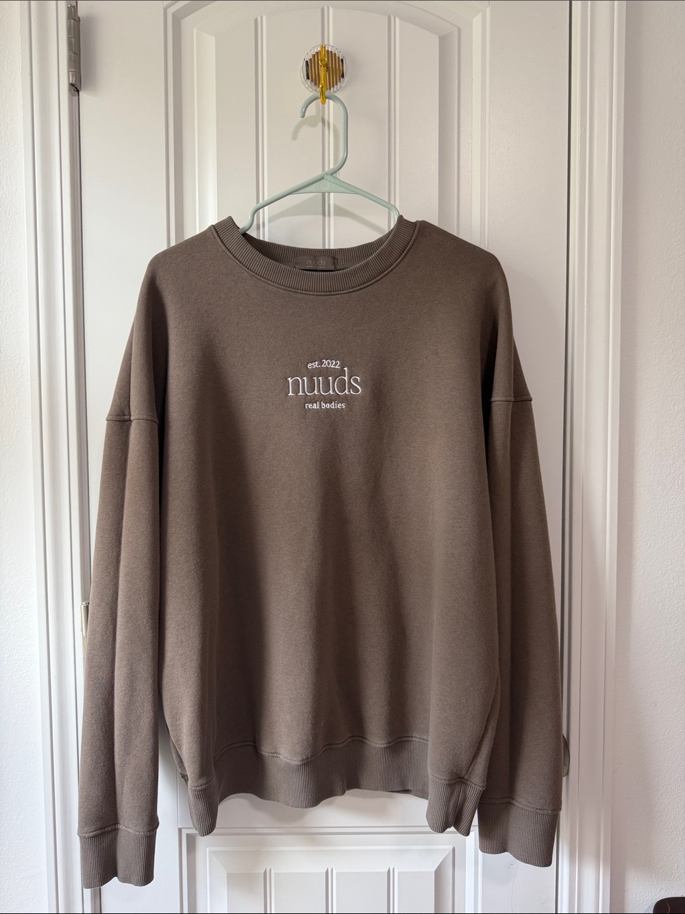 nuuds Brown Crewneck Pullover with White Logo